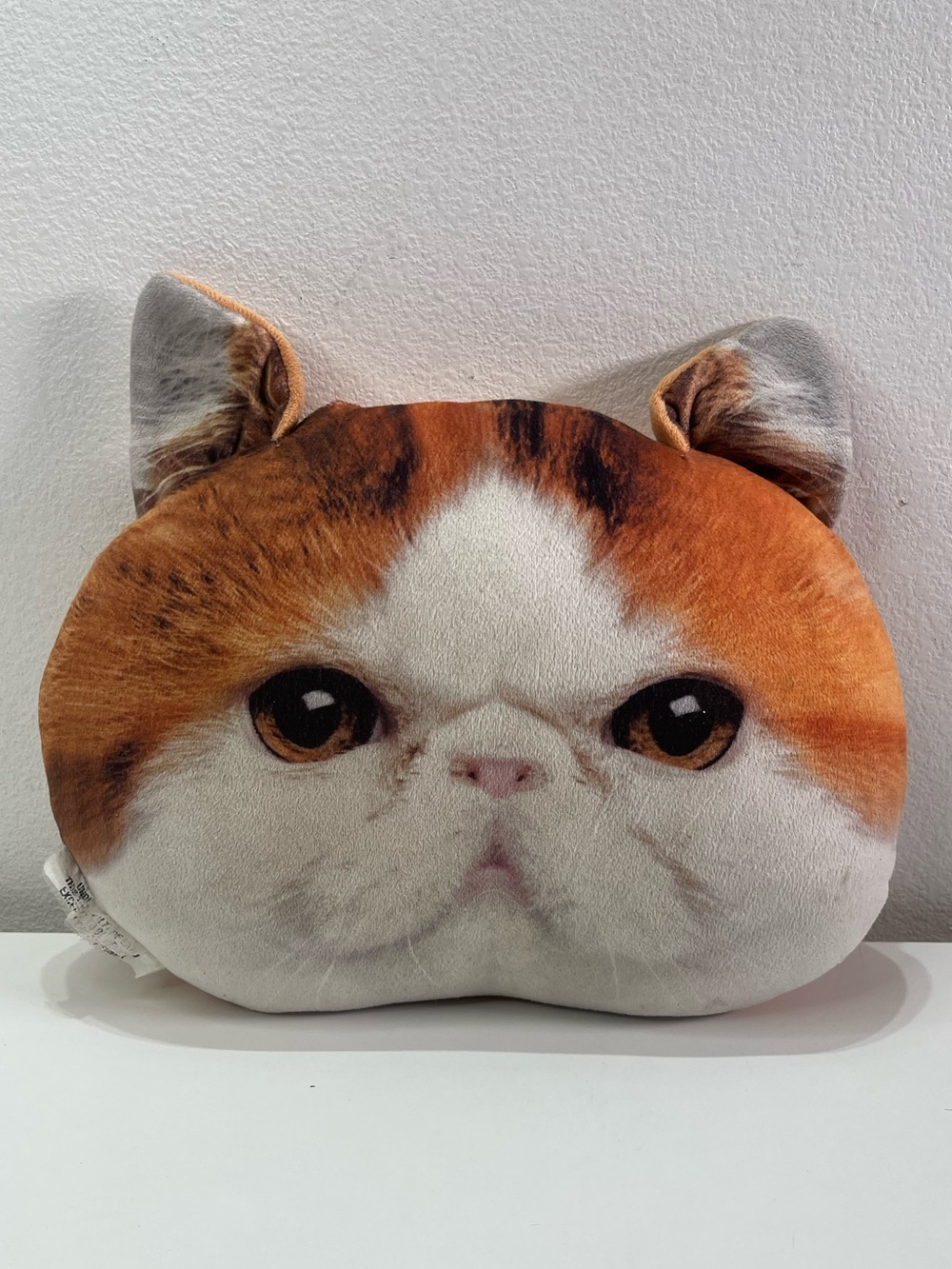 Angry Cat Calico Face Soft Plush Pillow Throw 14x10'' Realistic Cat Mom Cottage